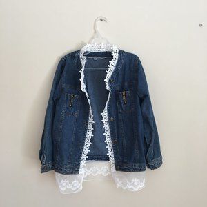 Lace-trimmed Denim Girls Jacket, size M (140)